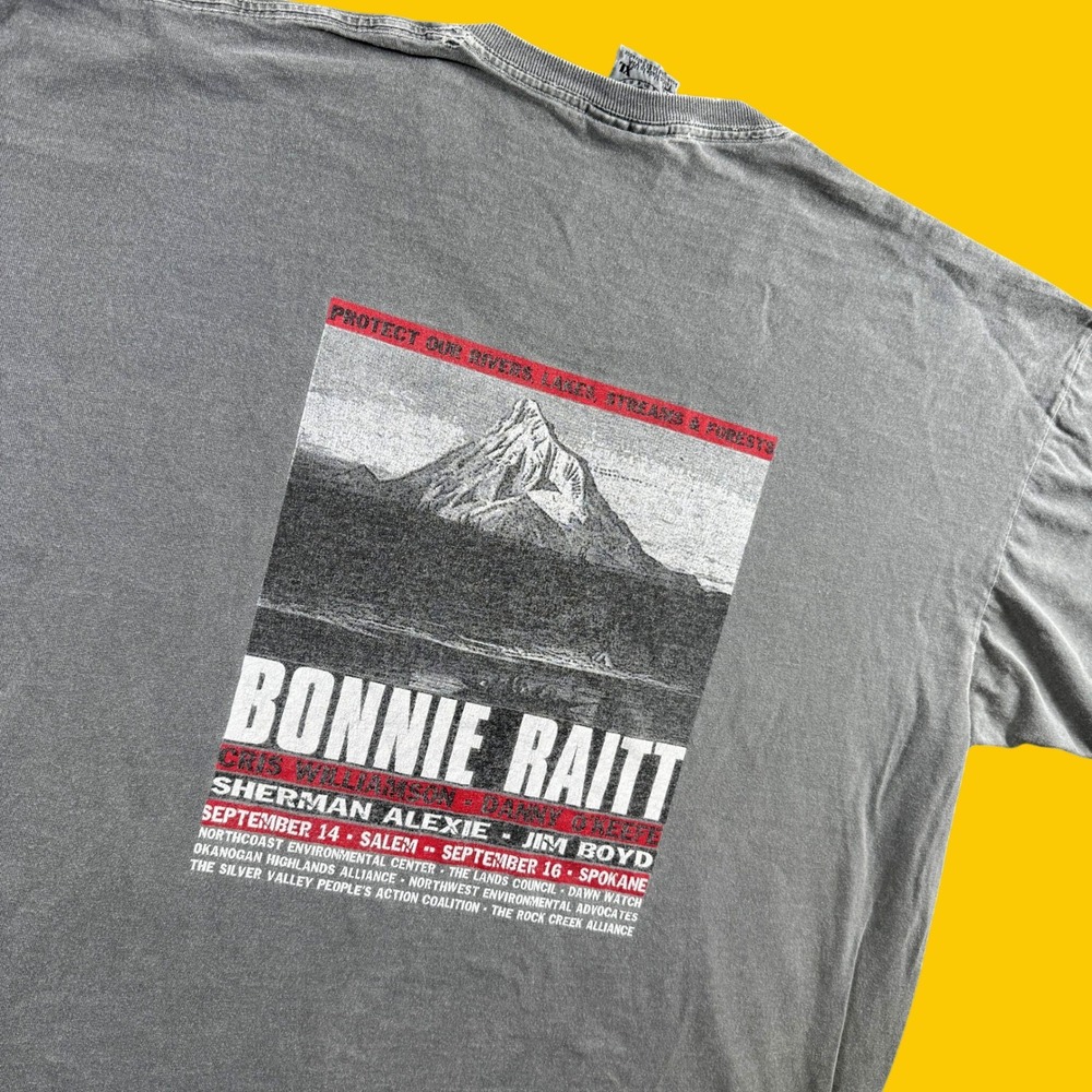 RARE Vintage Anvil Authentic Pigment Shirt Men XL Grey Bonnie Raitt 2001 Tour